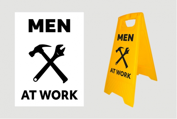 Waarschuwingsbord: Bouwbord Zwarte print - Standaard – Men at work (UK)
