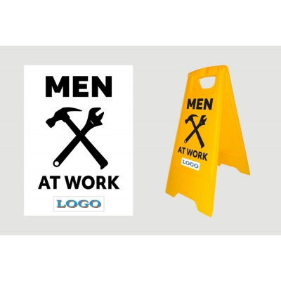 Building sign Small: Black - Men at work - Personalized