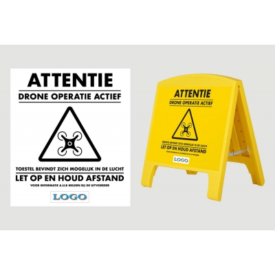 Warning Sign: Drone sign Large Black - Personalised (NL)