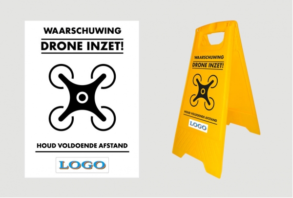 Waarschuwingsbord: Dronebord Zwart - Gepersonaliseerd (NL)