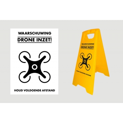 Waarschuwingsbord: Dronebord Zwart Standaard (NL)