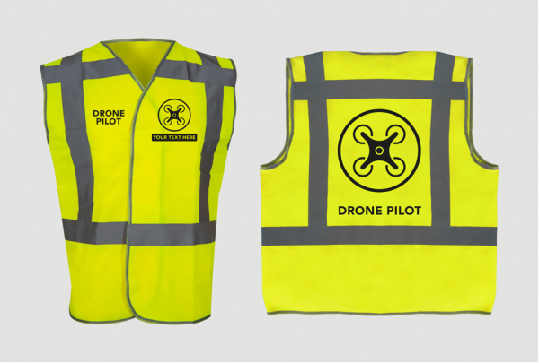 Drone vest Yellow RWS Optional text in black Size M/L (UK)