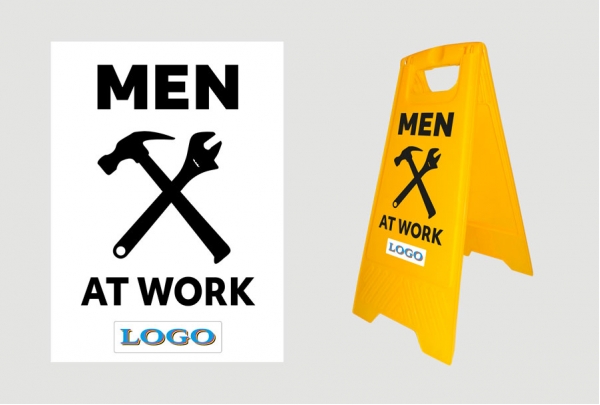 Waarschuwingsbord: Bouwbord Zwarte print - Standaard – Men at work (UK)