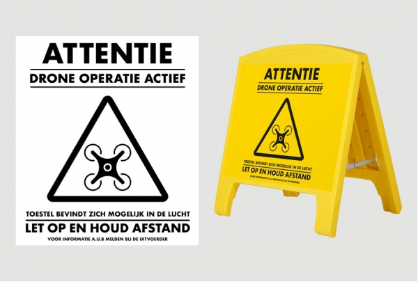 Warning Sign: Drone sign Large Black - Standard (NL)