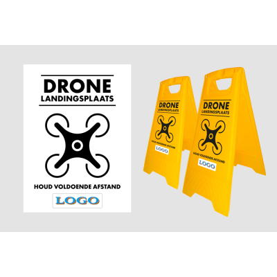 Waarschuwingsbord: Dronebord Zwart - Gepersonaliseerd (NL) AL VANAF 2 STUKS!!