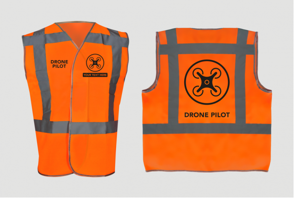 Drone vest Orange RWS Optional text in black Size XL/2XL (UK)